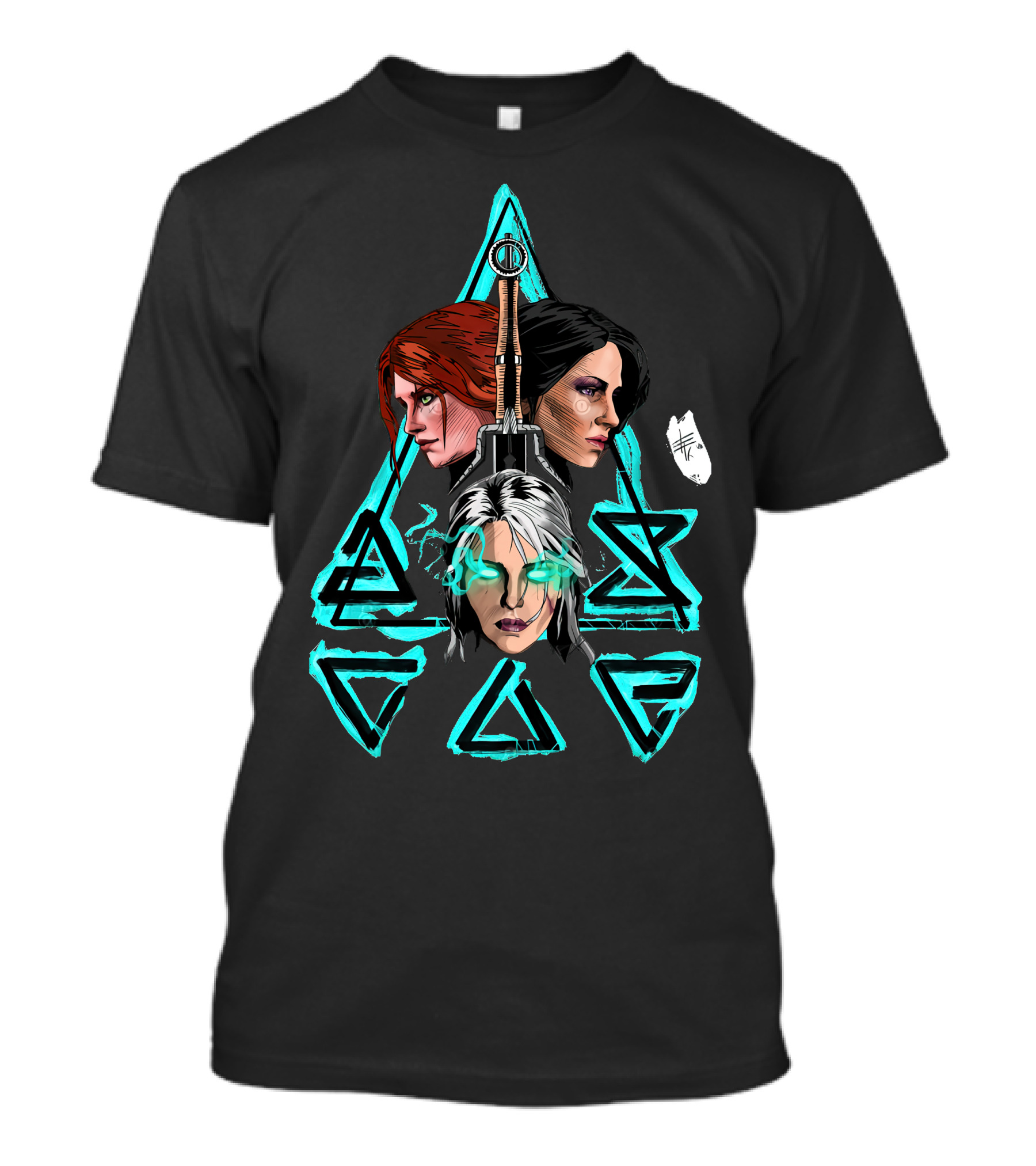 Geralt's Girls Glow Wild Hunt Witcher Triangle Warriors T-Shirt