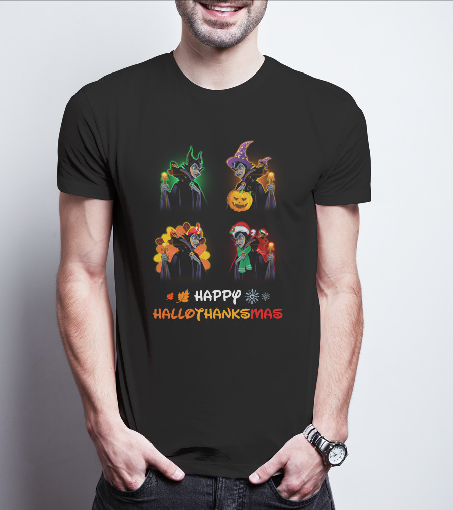 HAPPY HALLOTHANKSMAS MALEFICENT Halloween Thanksgiving Christmas T-Shirt