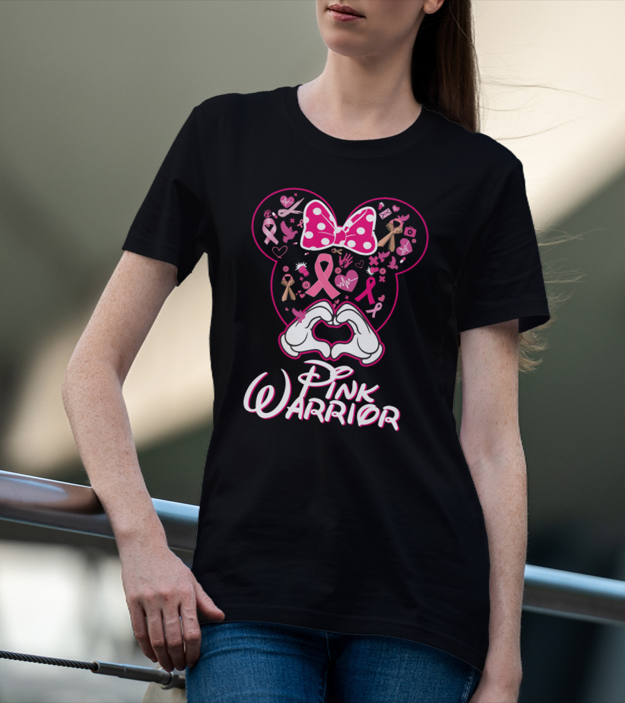 Pink Warrior Minnie Mouse Breast Cancer Awareness T-Shirt