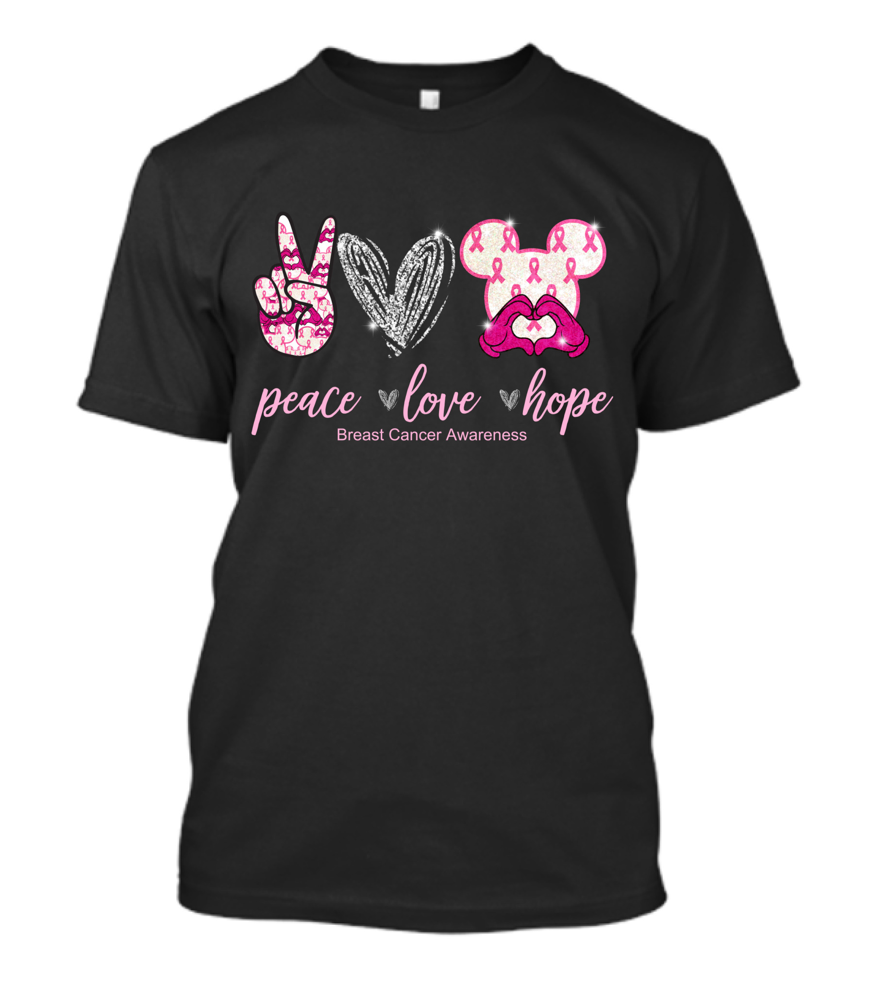 Peace Love Hope Breast Cancer Awareness T-Shirt