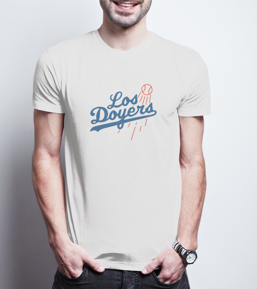 Los Doyers Baseball Theme With Iconic Bat And Ball Elements T-Shirt