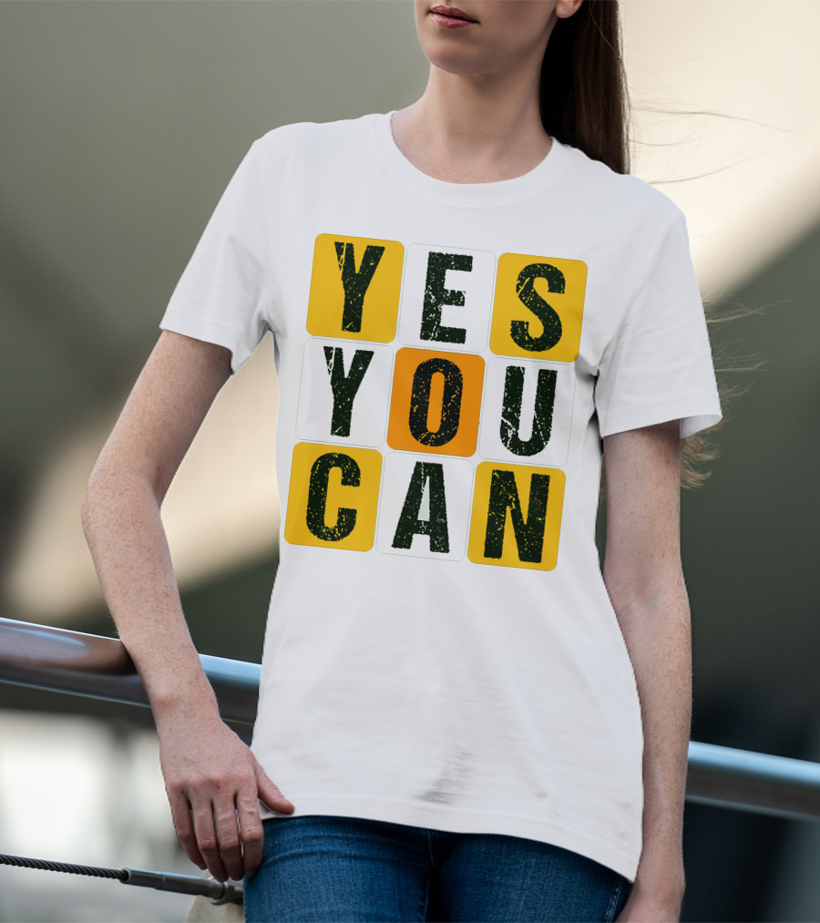 YES YOU CAN Motivation Yellow Orange Black T-Shirt