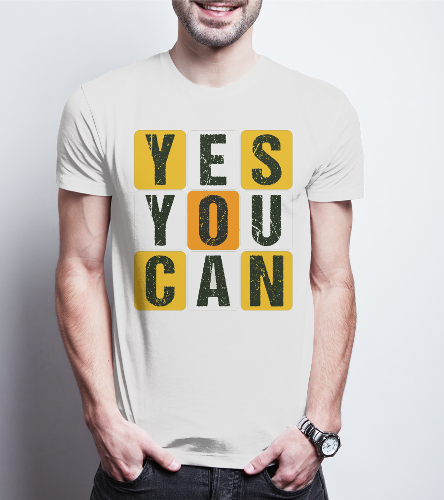 YES YOU CAN Motivation Yellow Orange Black T-Shirt