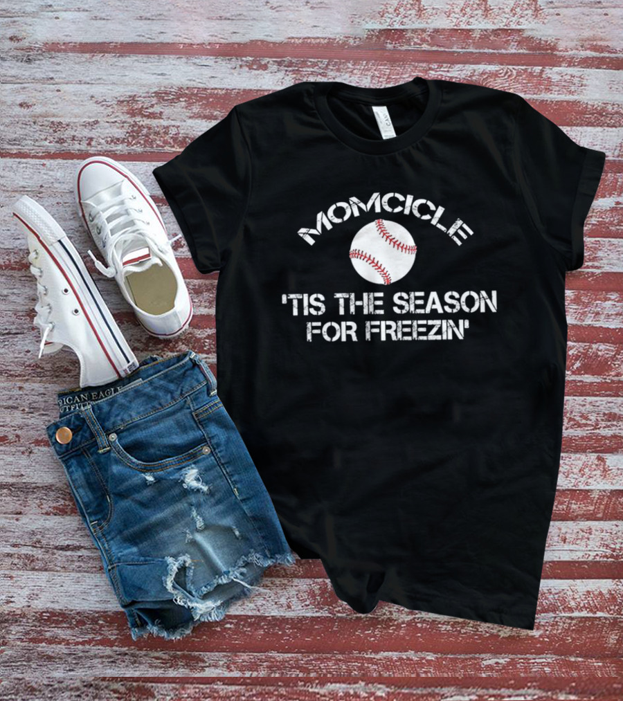 Momcicle Baseball Theme 'Tis The Season For Freezin' Winter Sports T-Shirt
