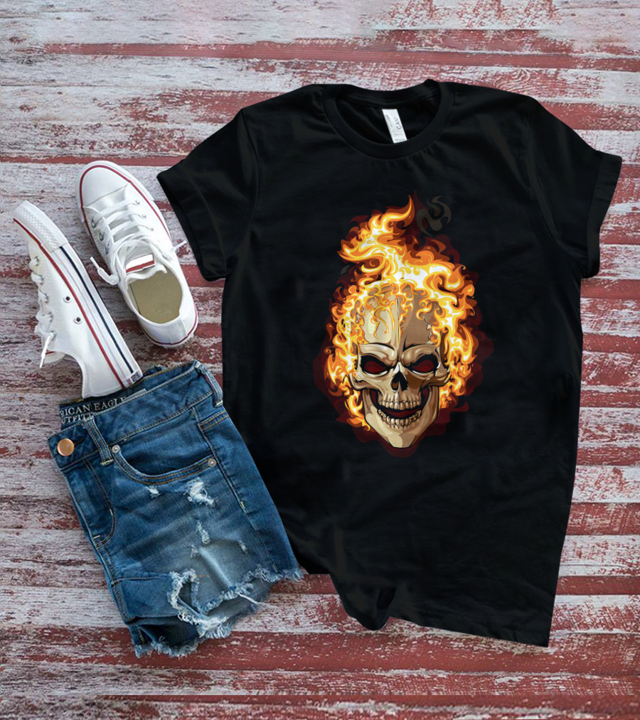 Ghost Rider Flaming Skull Iconic Visual Representation T-Shirt