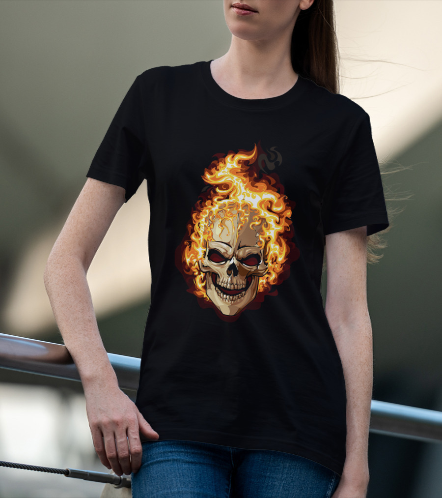 Ghost Rider Flaming Skull Iconic Visual Representation T-Shirt