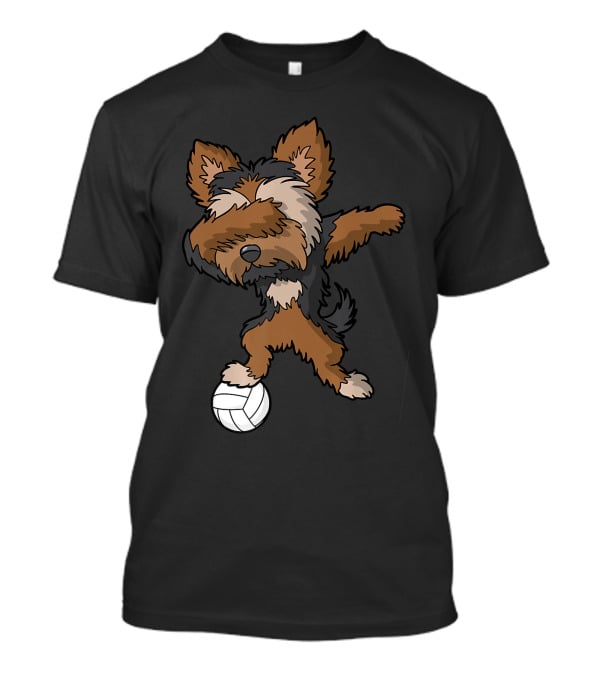 Dabbing Yorkshire Terrier Volleyball Player Coach Team Dog With Ball T-Shirt