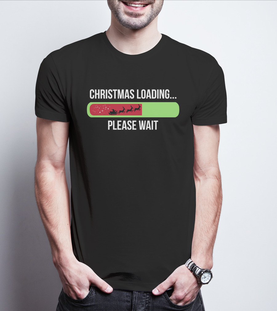 Christmas Loading Please Wait Santa Sleigh T-Shirt