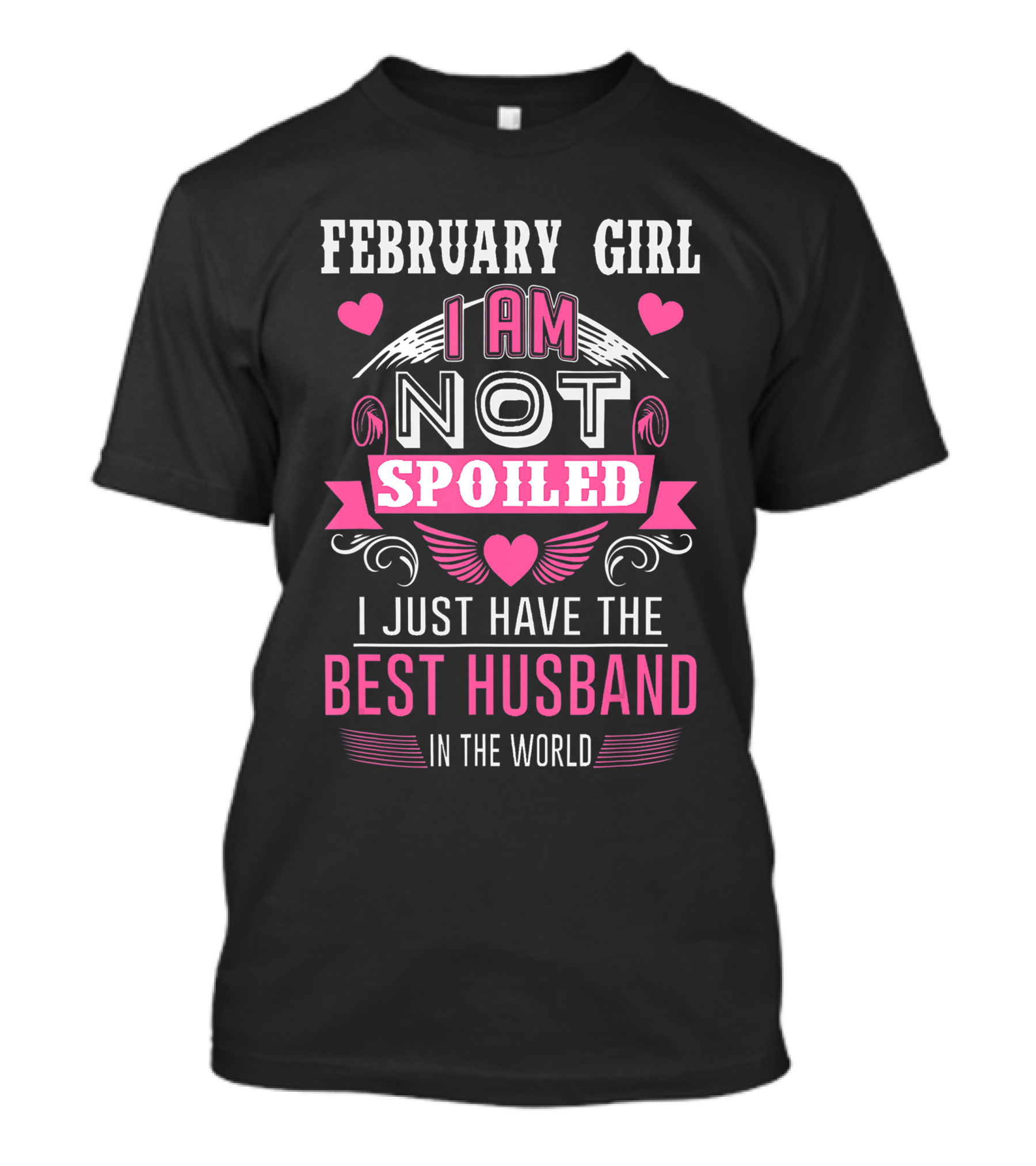 February Girl I Am Not Spoiled I Just Have The Best Husband In The World Hearts Wings T-Shirt