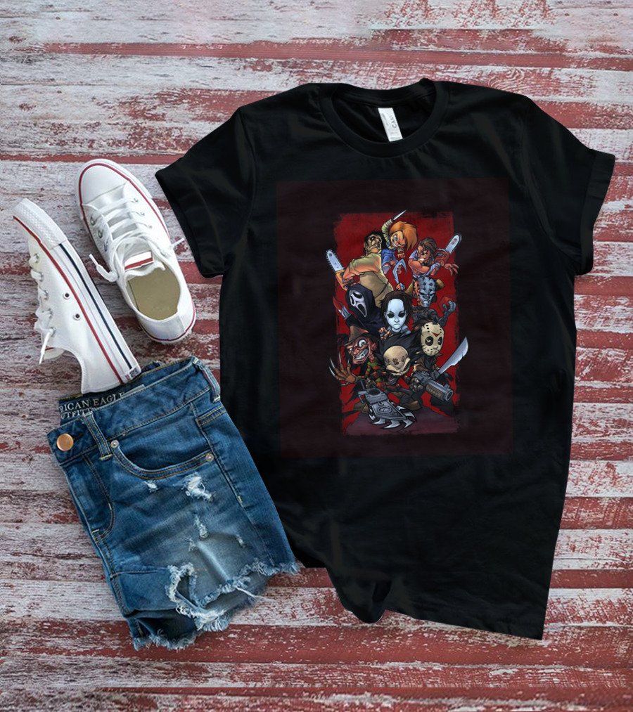 Horror Movies Iconic Characters Animated Group T-Shirt