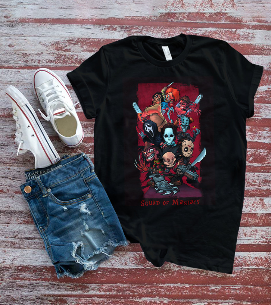 Squad Of Maniacs Horror Icons Together T-Shirt