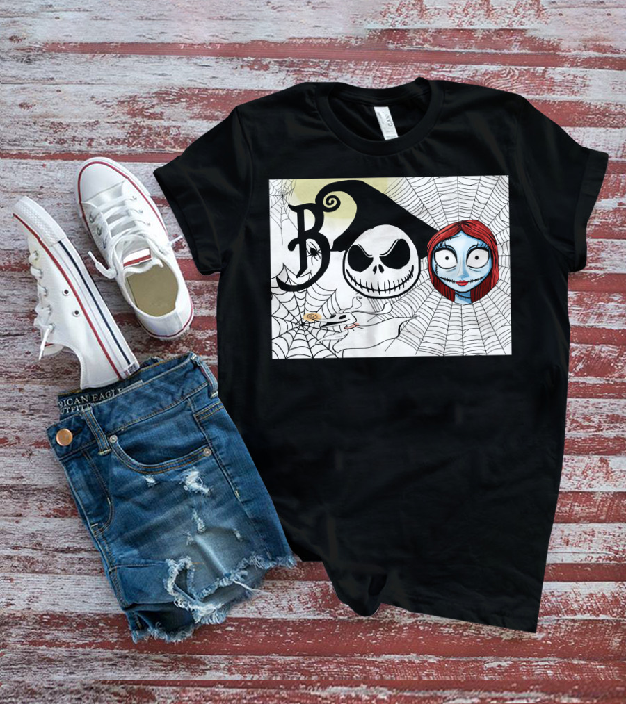 Jack And Sally Boo Halloween Nightmare Web T-Shirt
