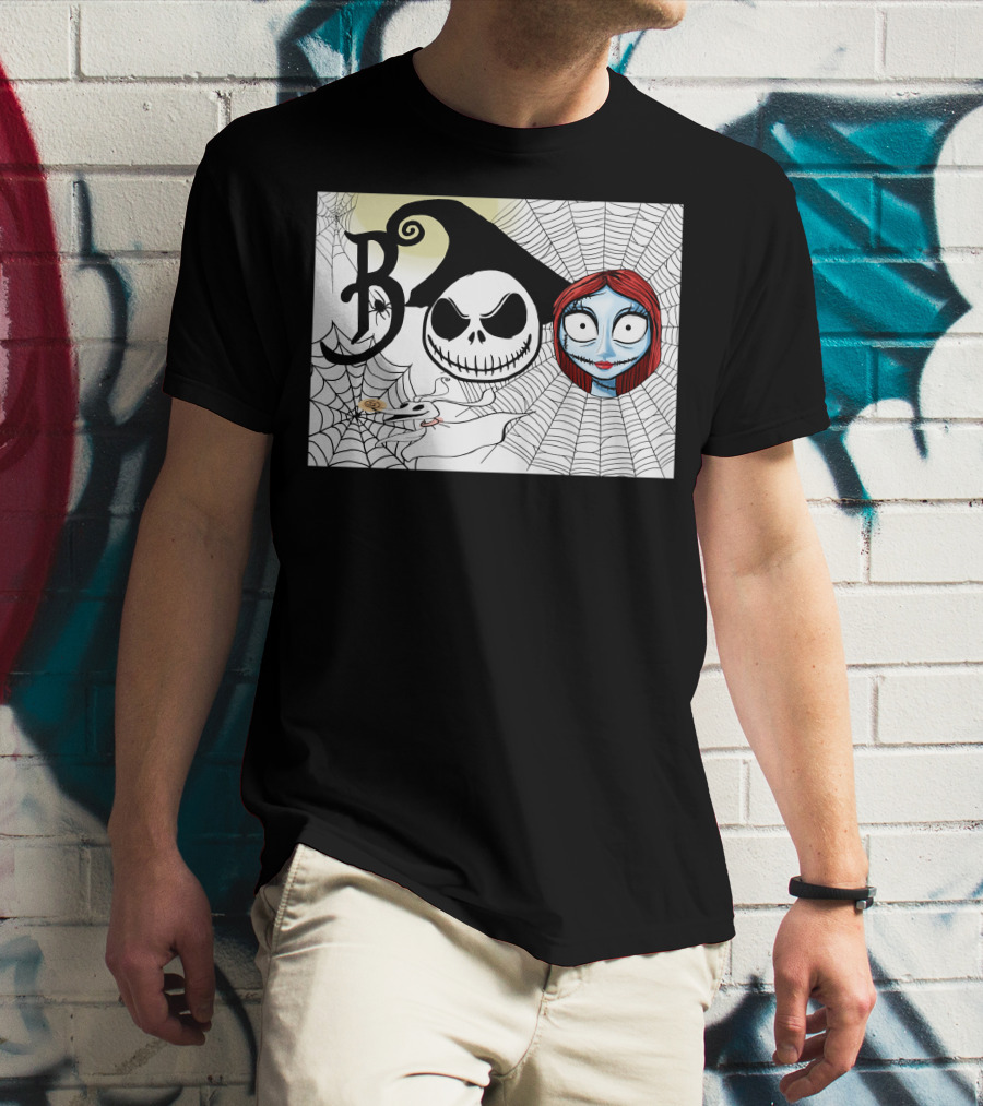 Jack And Sally Boo Halloween Nightmare Web T-Shirt