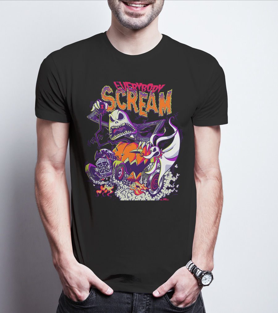 Jack Skellington Everybody Scream Halloween Rides Ghost Dog T-Shirt