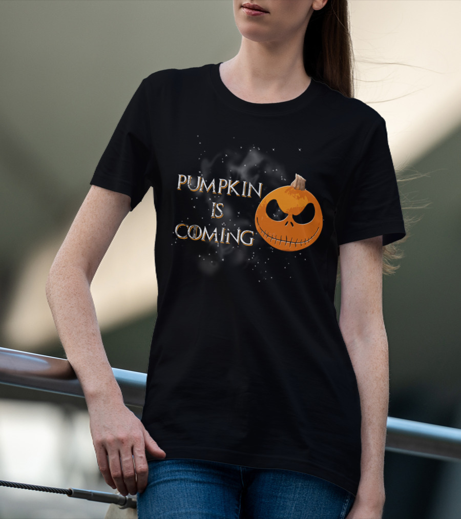 Pumkin Is Coming Halloween Jack-O'-Lantern Face T-Shirt