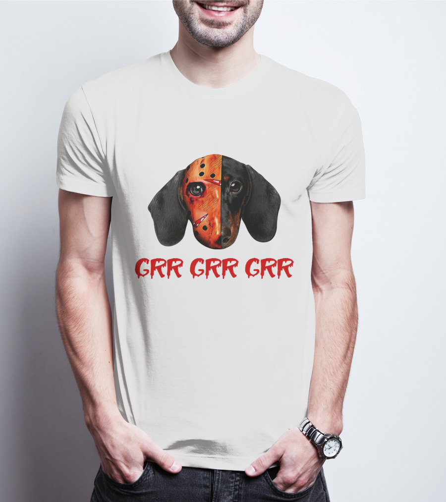 Ch Ch Ch Grr Grr Dachshund Jason Mask Mashup T-Shirt