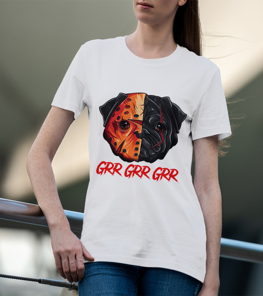 Grr Grr Grr Jason Dog Mask Pug Face T-Shirt