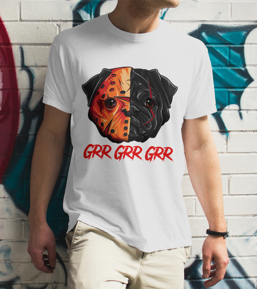 Grr Grr Grr Jason Dog Mask Pug Face T-Shirt