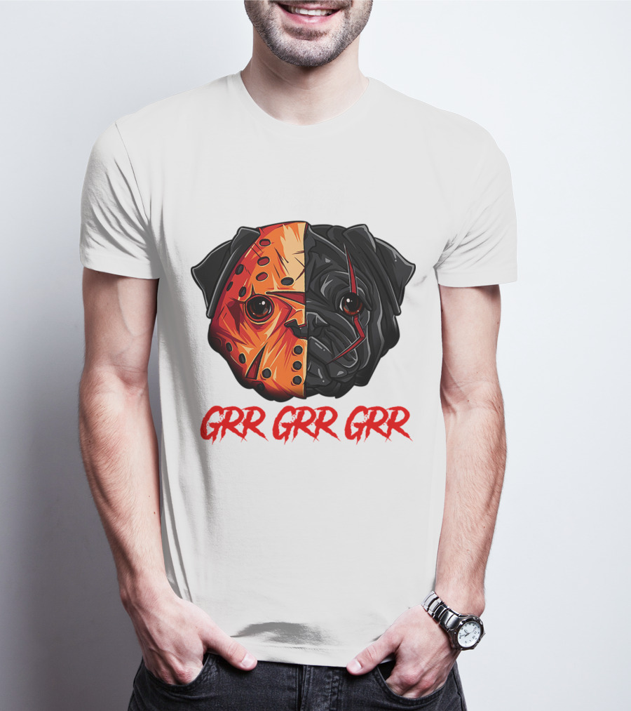 Grr Grr Grr Jason Dog Mask Pug Face T-Shirt