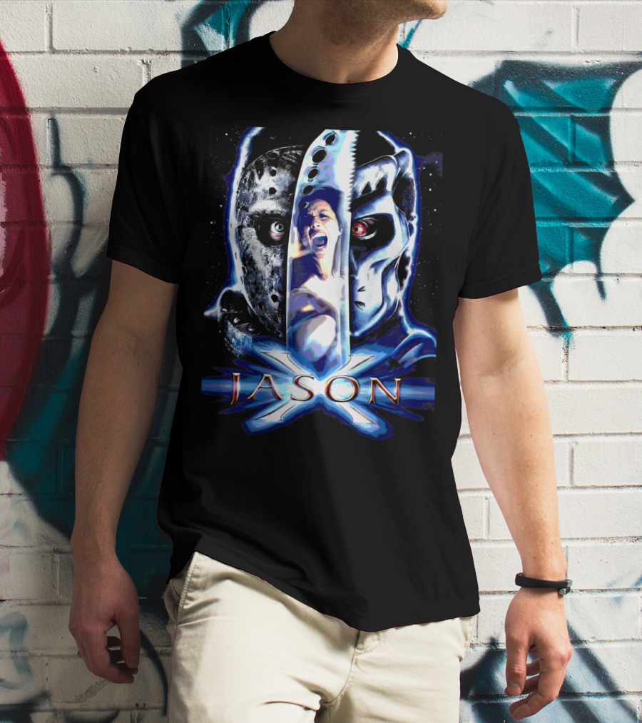 Jason X Horror Iconic Mask And Knife T-Shirt