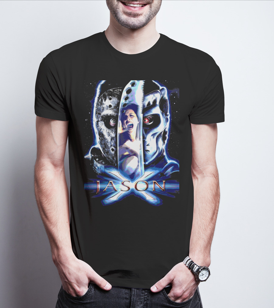 Jason X Horror Iconic Mask And Knife T-Shirt