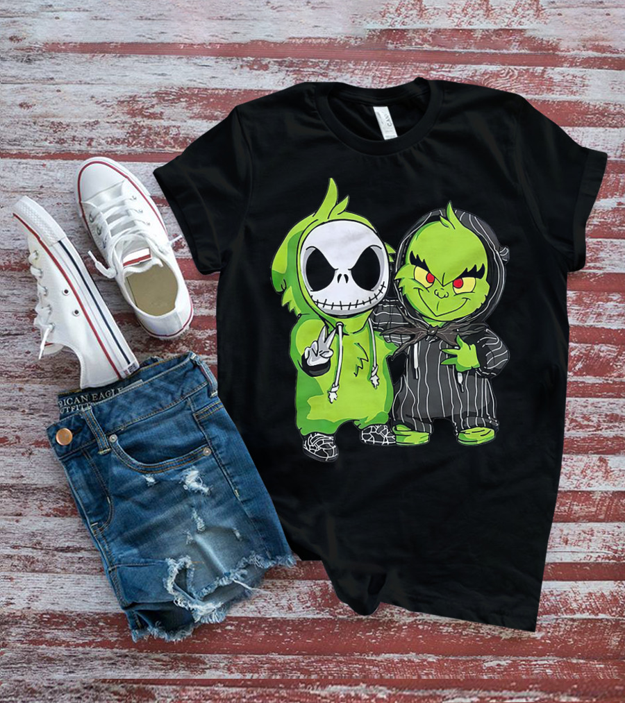 Jack Skellington And Grinch Crossover Hoodie Characters T-Shirt