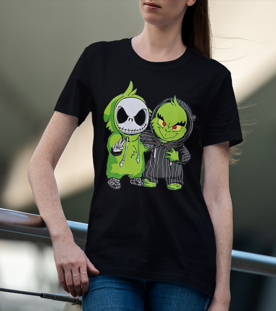 Jack Skellington And Grinch Crossover Hoodie Characters T-Shirt