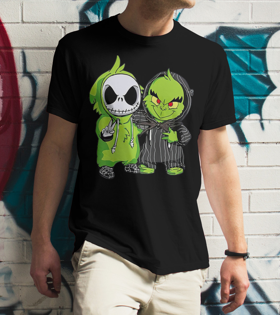 Jack Skellington And Grinch Crossover Hoodie Characters T-Shirt