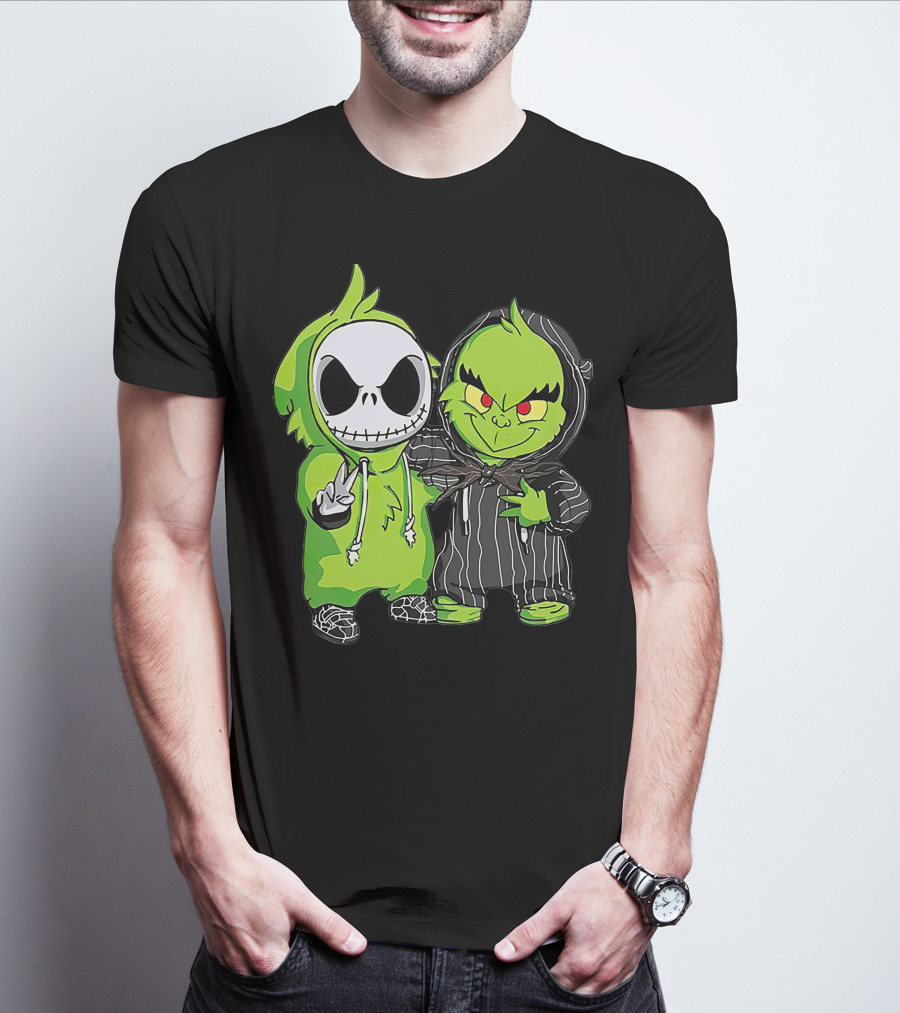 Jack Skellington And Grinch Crossover Hoodie Characters T-Shirt