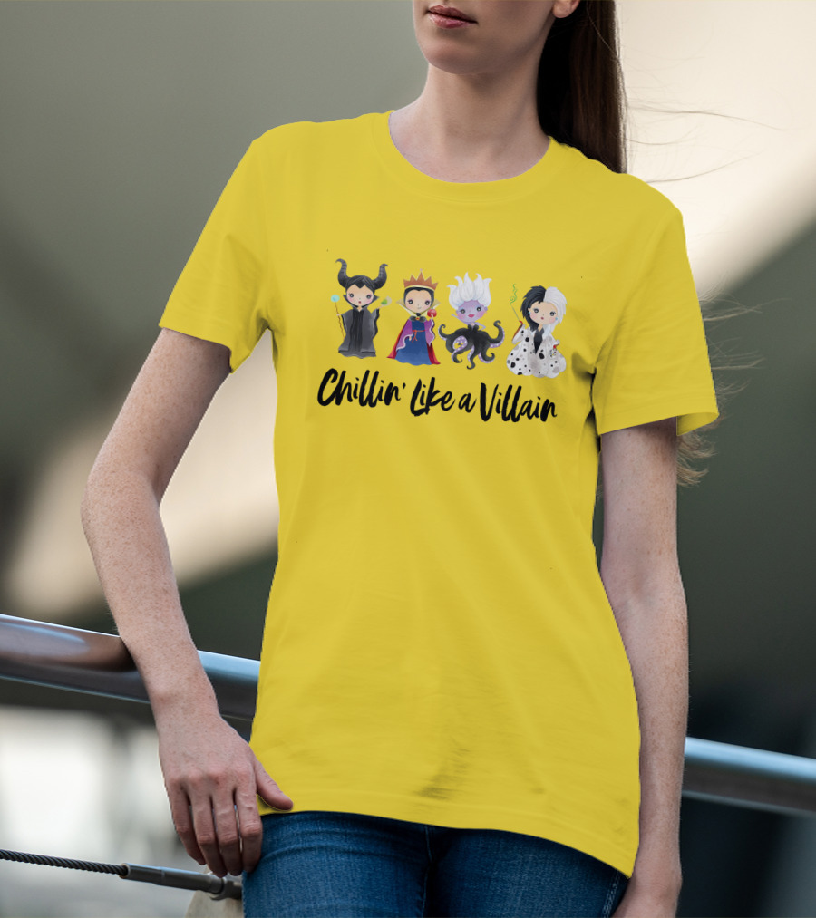 Chillin' Like A Villain With Iconic Style Inspired Characters In Playful Cartoon T-Shirt