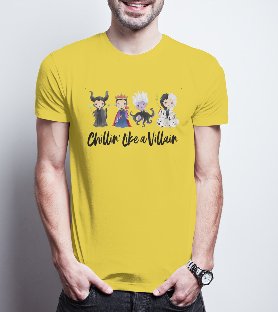 Chillin' Like A Villain With Iconic Style Inspired Characters In Playful Cartoon T-Shirt