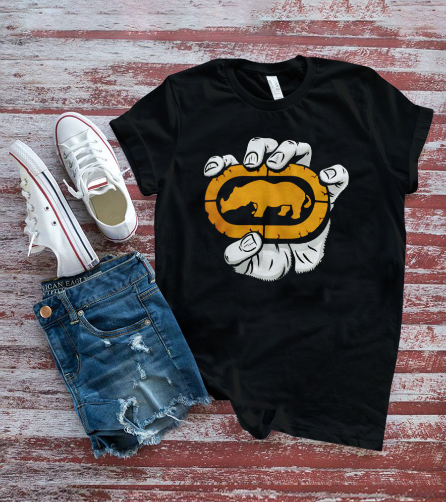 Percko Rhino Emblem Gripped By Cartoon Hand T-Shirt
