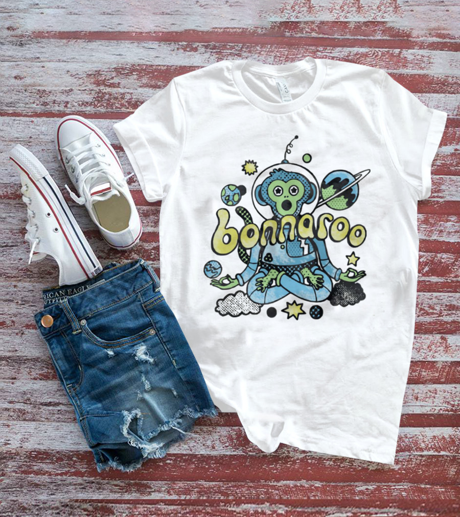 Bonnaroo Cosmic Astronaut Monkey Meditation Planet Space Exploration T-Shirt