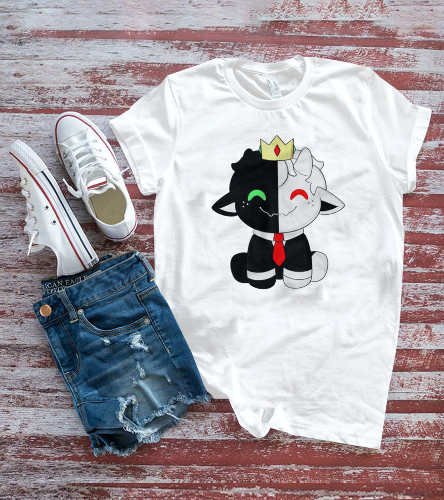 Ranboo Fashion Half Black Half White Crowned Character T-Shirt