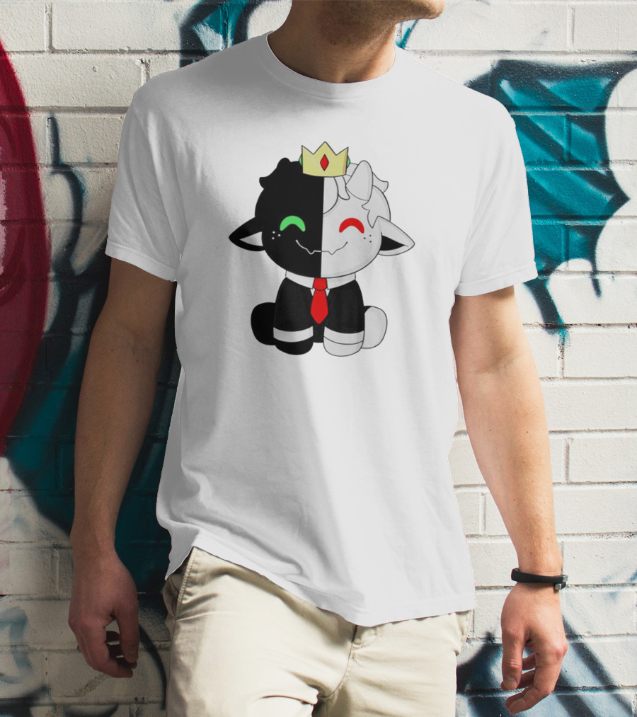 Ranboo Fashion Half Black Half White Crowned Character T-Shirt