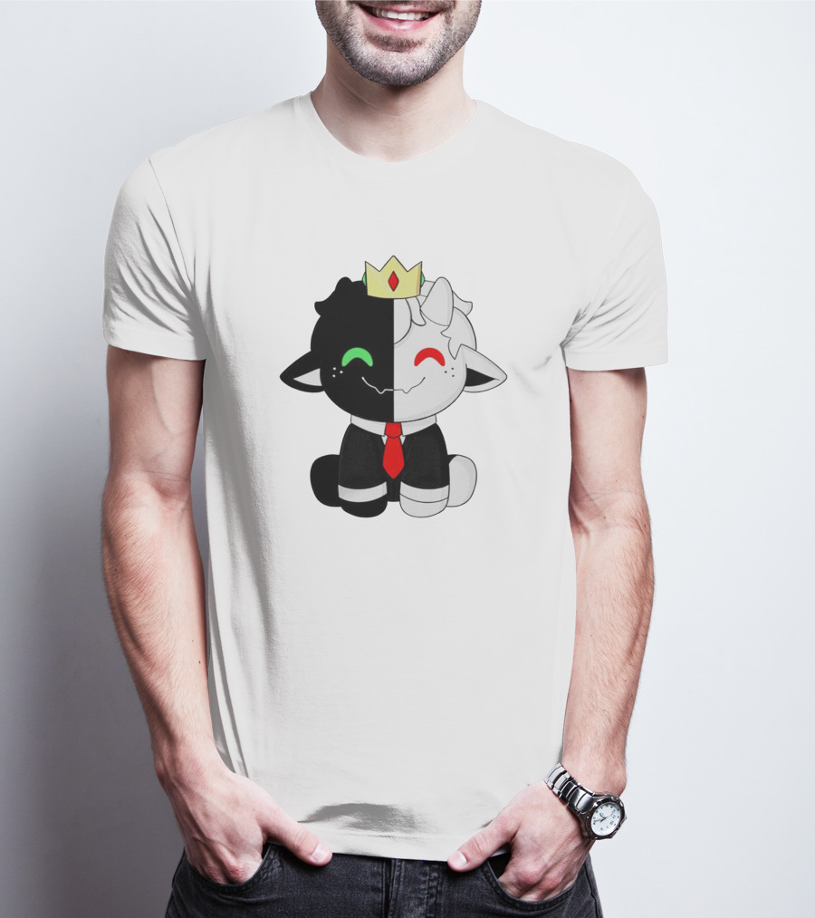 Ranboo Fashion Half Black Half White Crowned Character T-Shirt