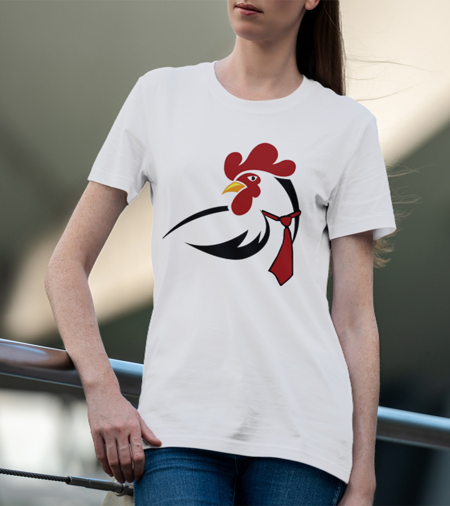 Hen Tie Rooster Necktie Motif T-Shirt