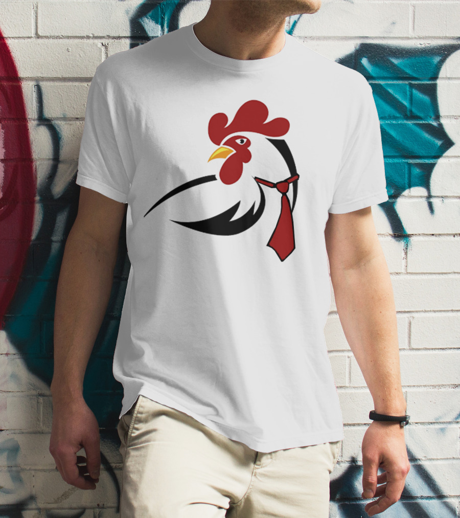 Hen Tie Rooster Necktie Motif T-Shirt