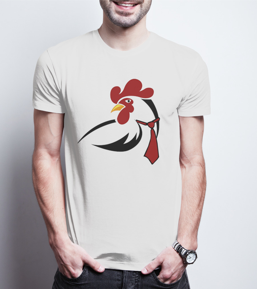 Hen Tie Rooster Necktie Motif T-Shirt