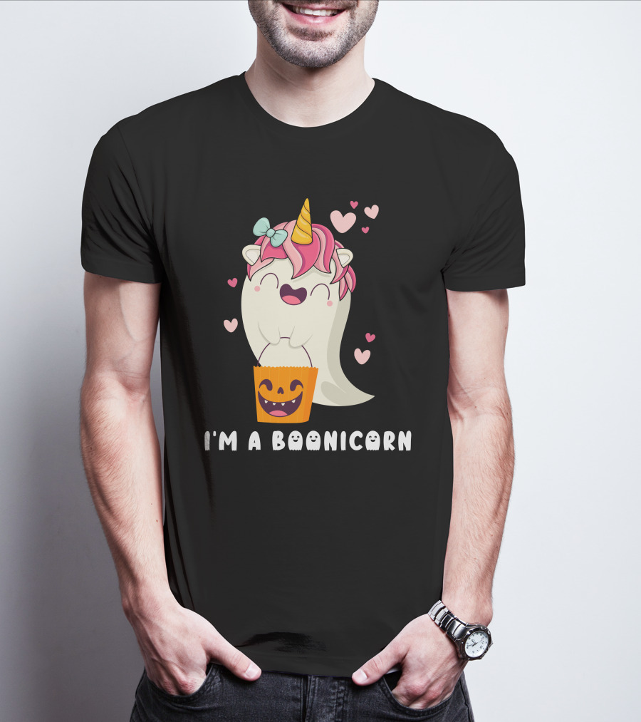 I'm A Boonicorn Cute Boonicorn Ghost Unicorn Halloween Hearts T-Shirt