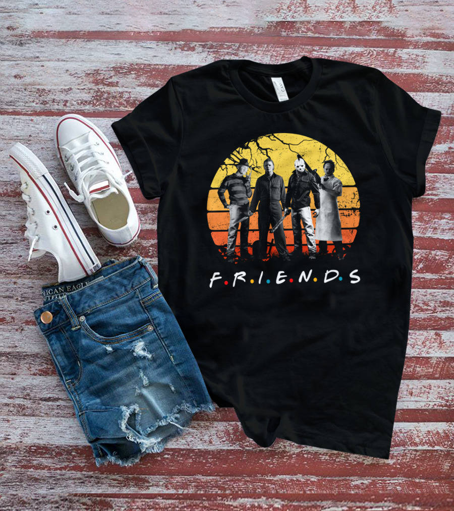 FRIENDS Halloween Horror Characters Sunset T-Shirt