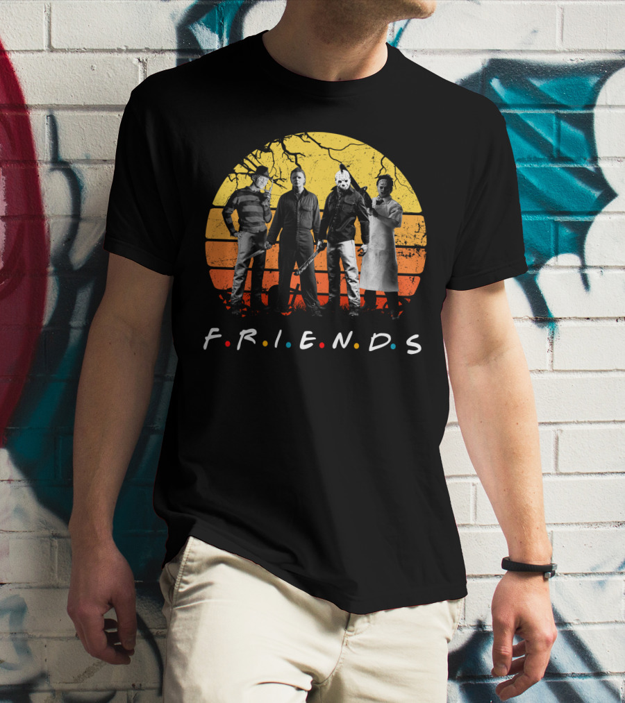 FRIENDS Halloween Horror Characters Sunset T-Shirt