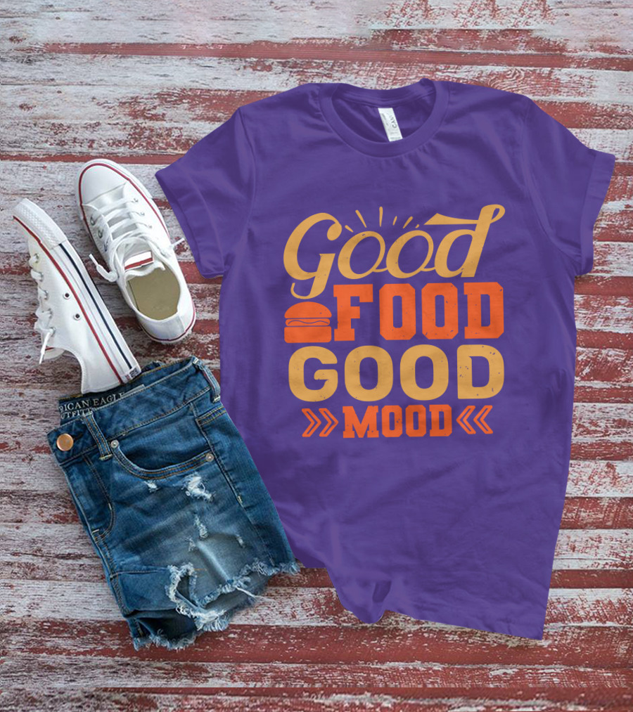 Good Food Good Mood Burger Sunburst Arrows T-Shirt