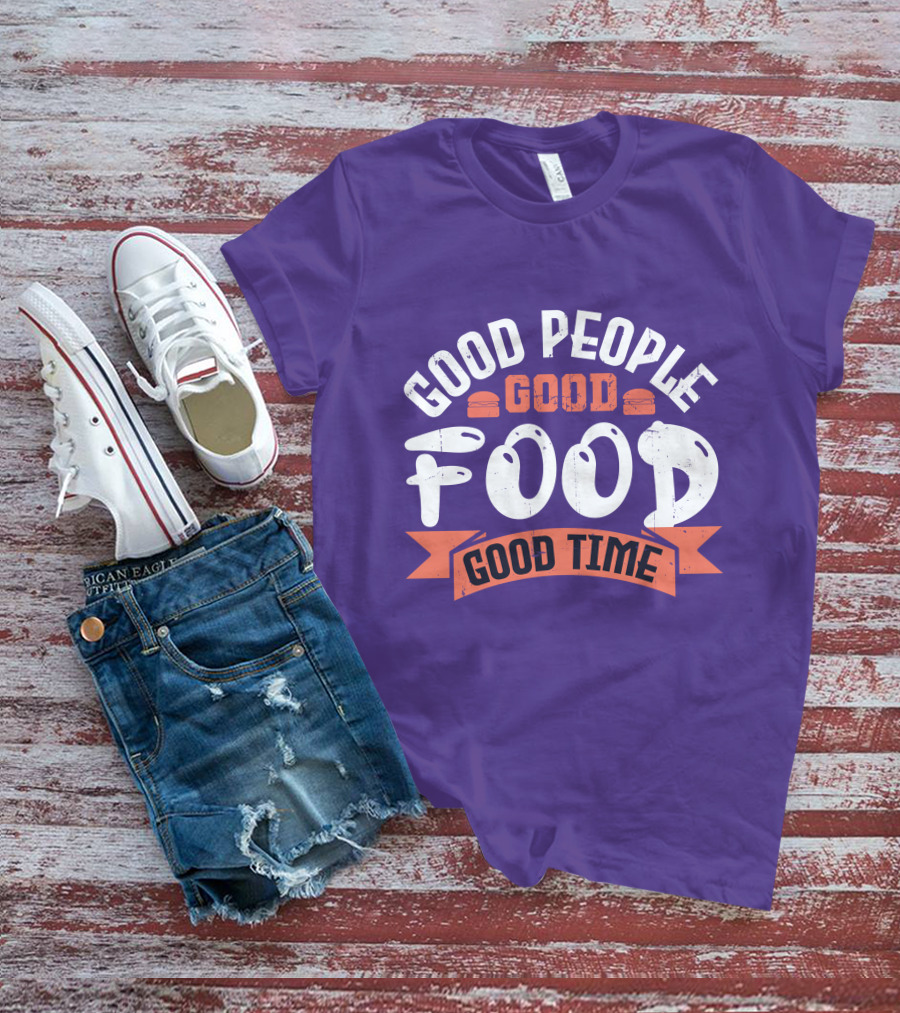 Good People Good Food Good Time Retro Banner T-Shirt