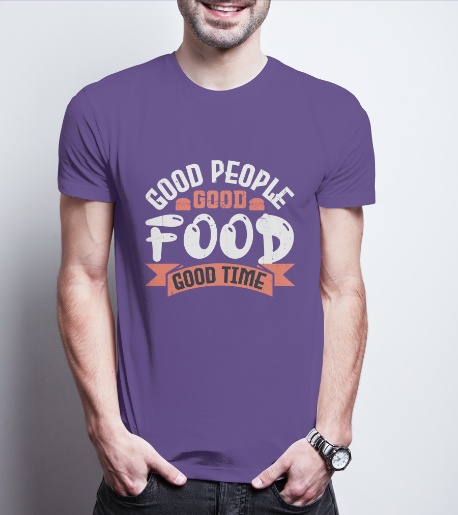 Good People Good Food Good Time Retro Banner T-Shirt