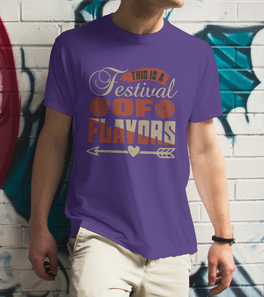This Is A Festival Of Flavors Arrow Heart And Pepperoni Icons T-Shirt