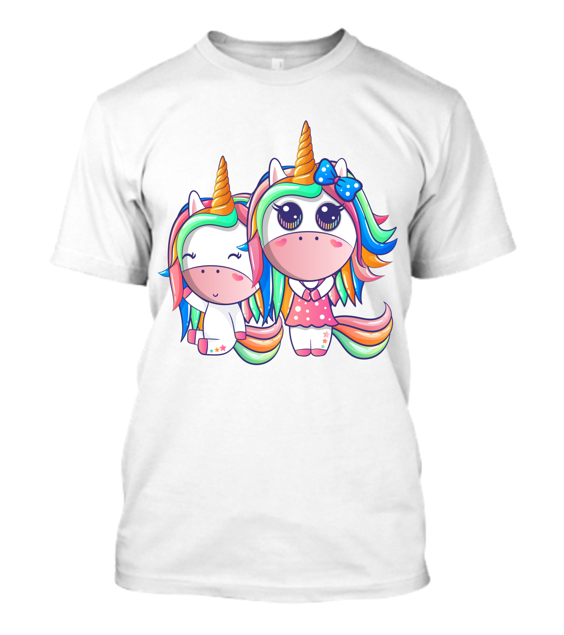 Happy Friendship With Cute Funny Unicorns And Rainbow Elements T-Shirt