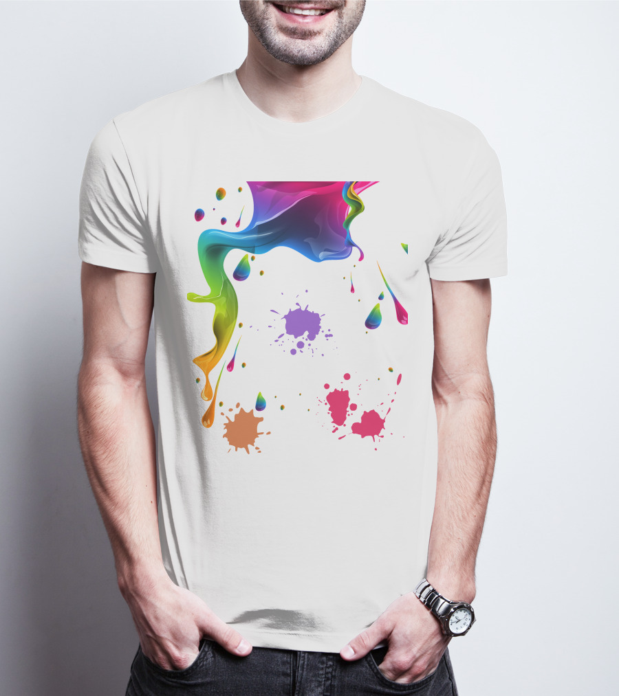 Waterpaint Colorful Splatter Vibrant Drips And Drops T-Shirt