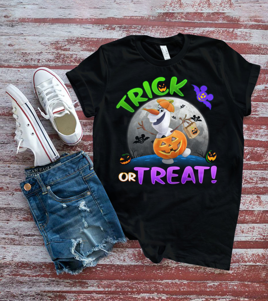 Trick Or Treat Halloween Olaf Pumpkin Moon T-Shirt
