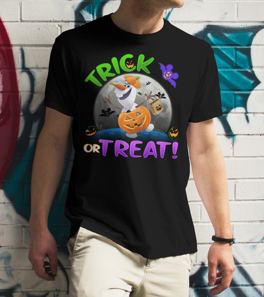 Trick Or Treat Halloween Olaf Pumpkin Moon T-Shirt